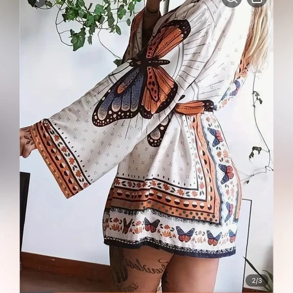 Plus size butterfly boho kimono top 20W - Picture 2 of 3